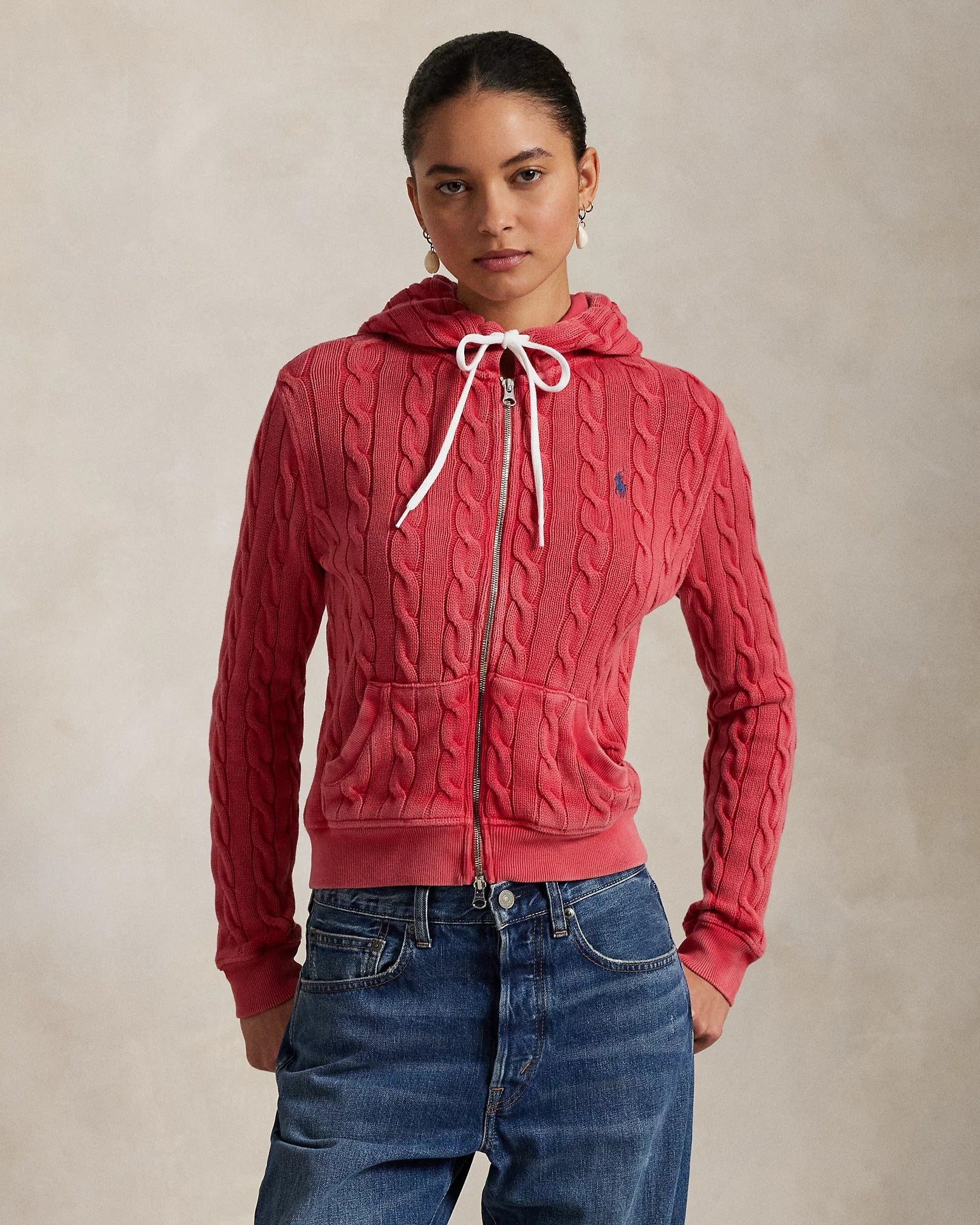 Moletom Ralph Lauren | Capuz de Algodão Tricotado com Zíper