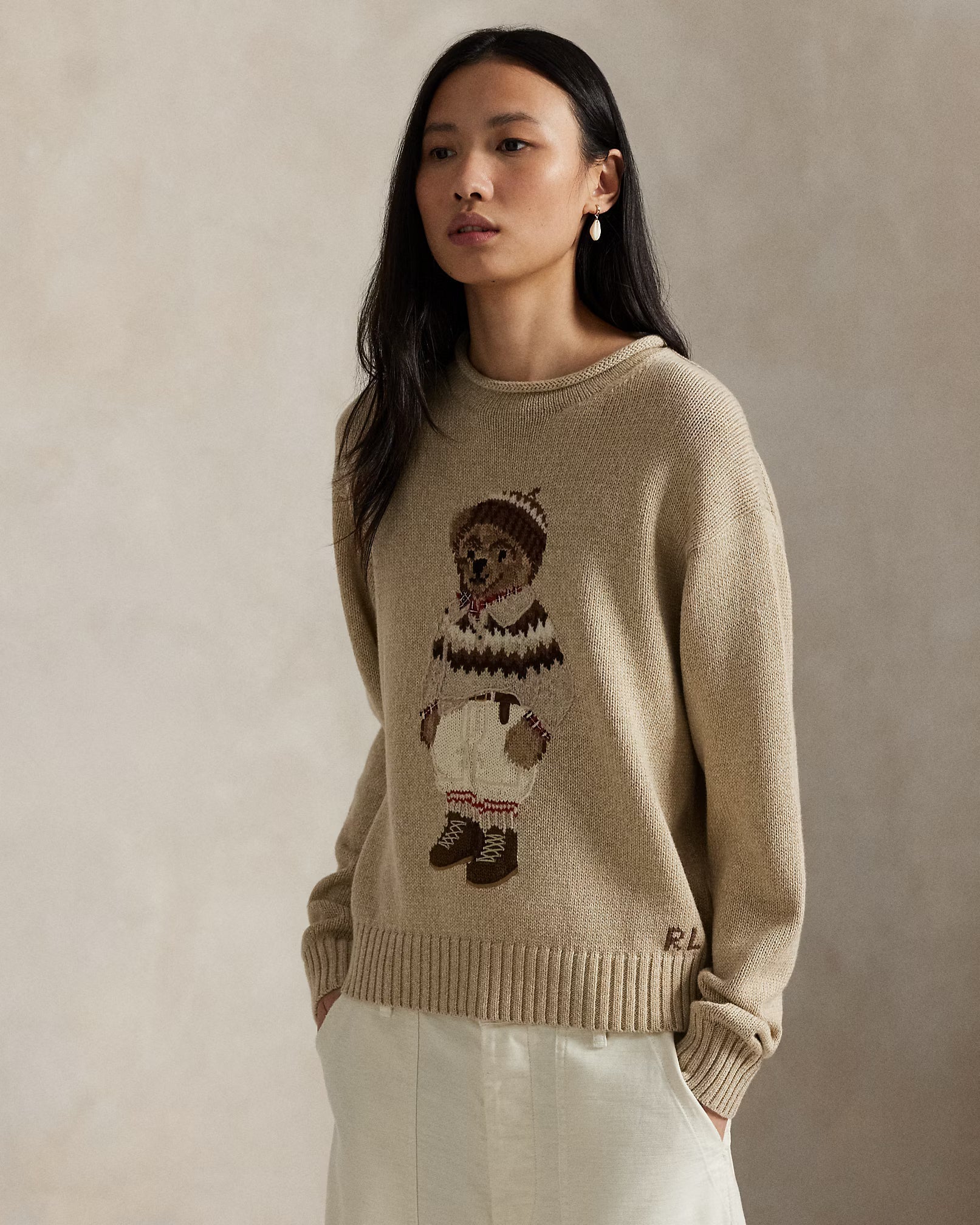 Suéter Ralph Lauren - Polo Bear Bege com Touca
