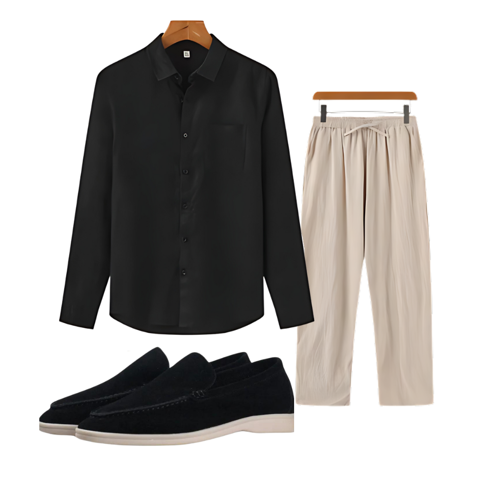 Conjunto Old Money Masculino- 3 Peças: Camisa+ Calça+ Loafer