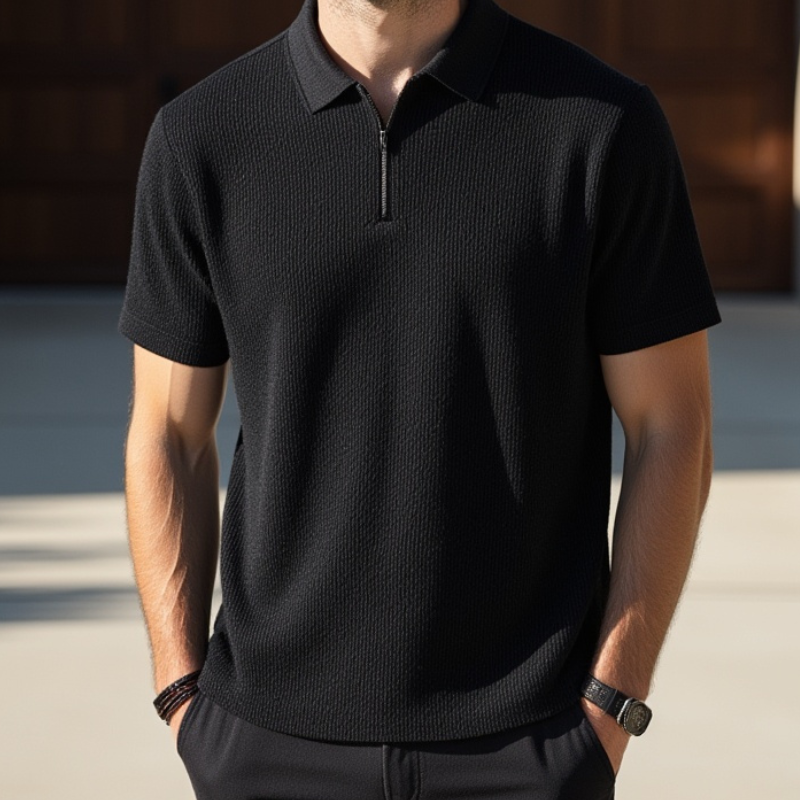 Camisa Polo Malha Francesa Black