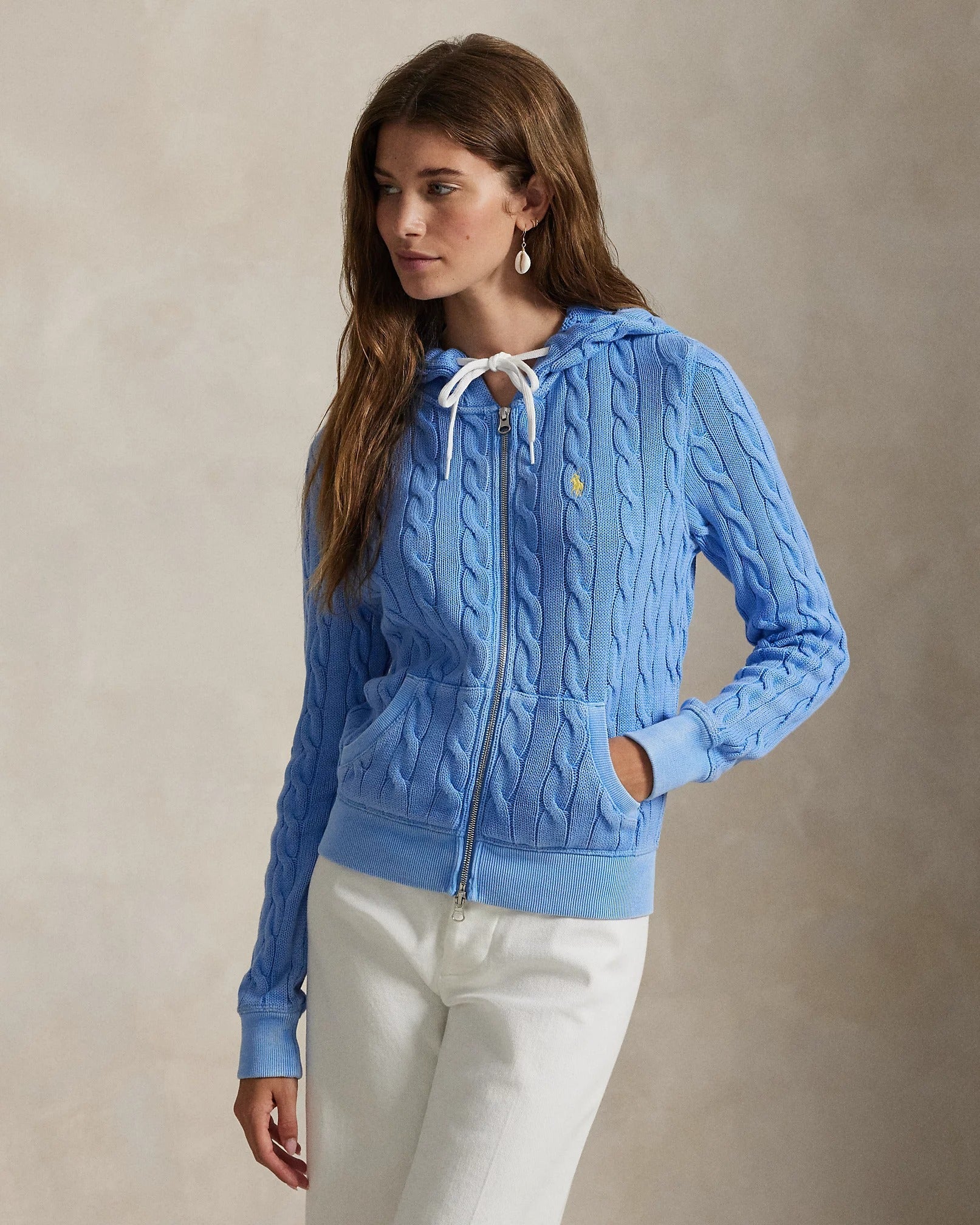 Moletom Ralph Lauren | Capuz de Algodão Tricotado com Zíper