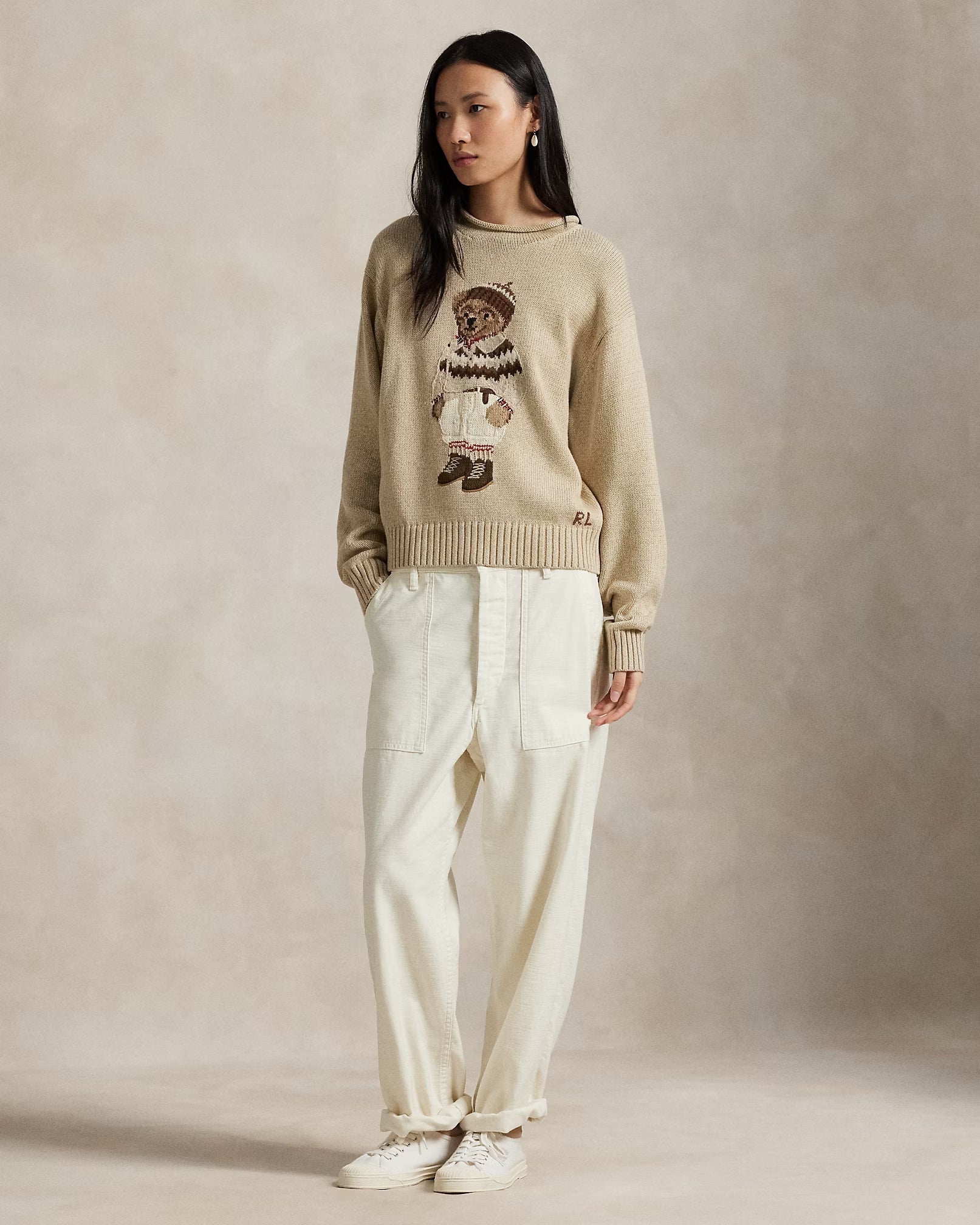 Suéter Ralph Lauren - Polo Bear Bege com Touca