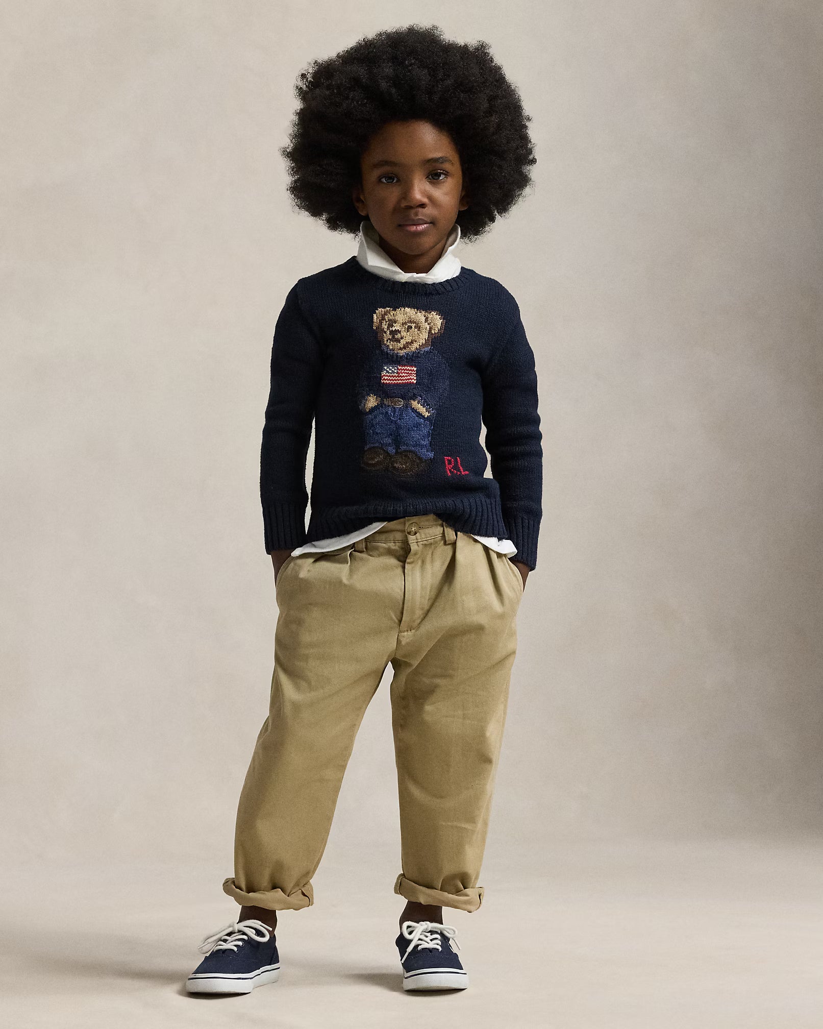 Suéter Ralph Lauren Infantil -Polo Bear American Flag Blue